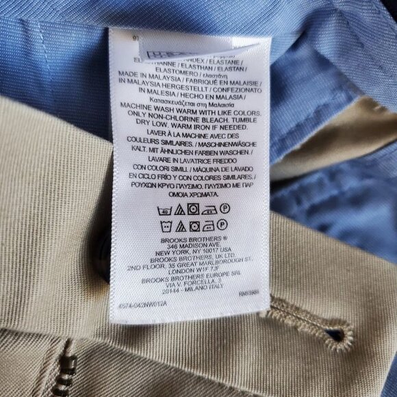 Brooks Brothers Lightweight Advantage Chino Milano Pants Khaki Slim Fit 34/30 - Picture 4 of 6